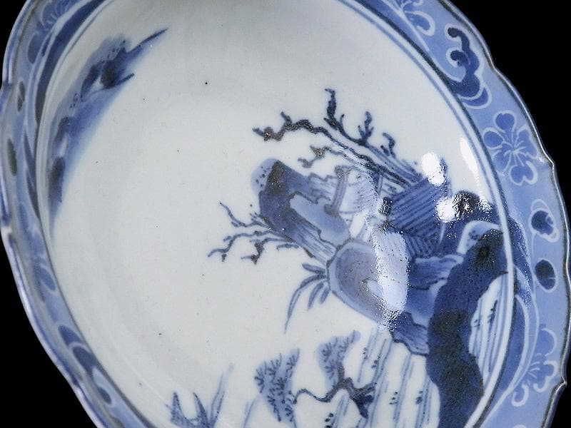 古伊万里 染付 墨弾 桜花に波 楼閣山水図 膾皿 5客 A634AS-CVz - メルカリ