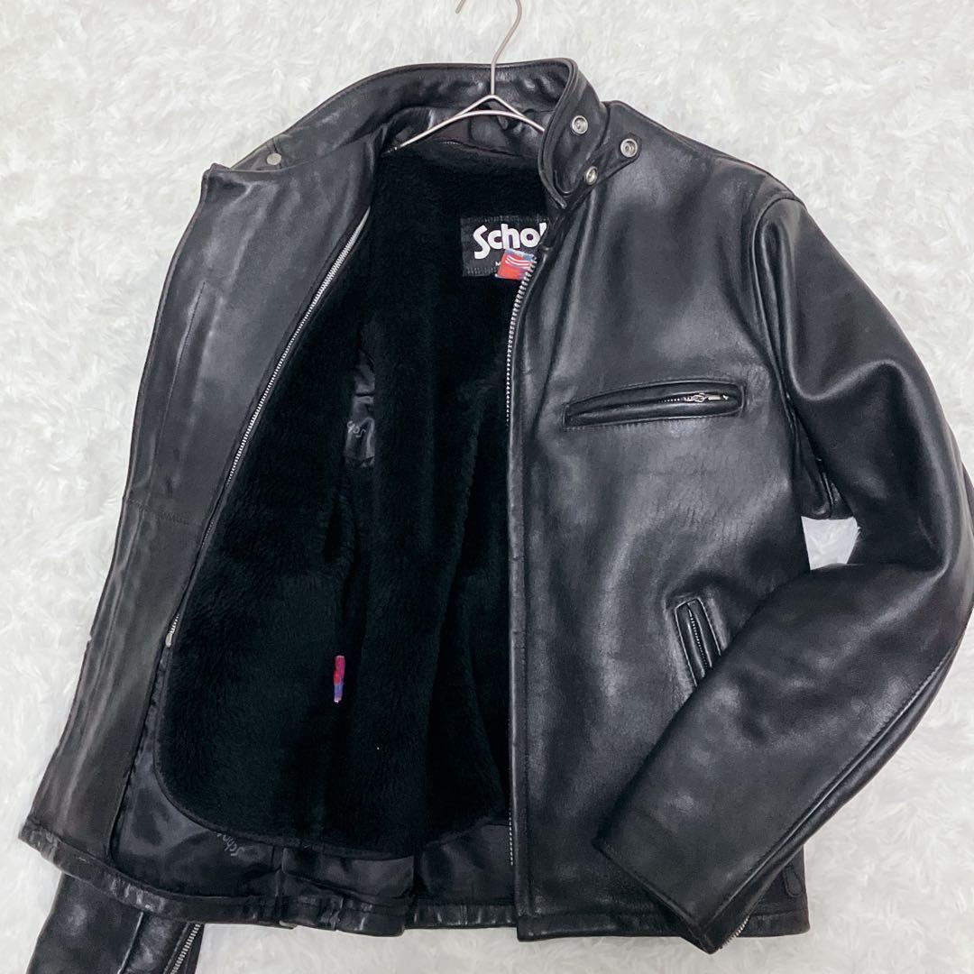 【米国製】schott ライダースジャケット シングル 2way 黒 本革 ボア 米国製】schott シングルライダース ボア 641 36size 黒 本革 - メルカリ