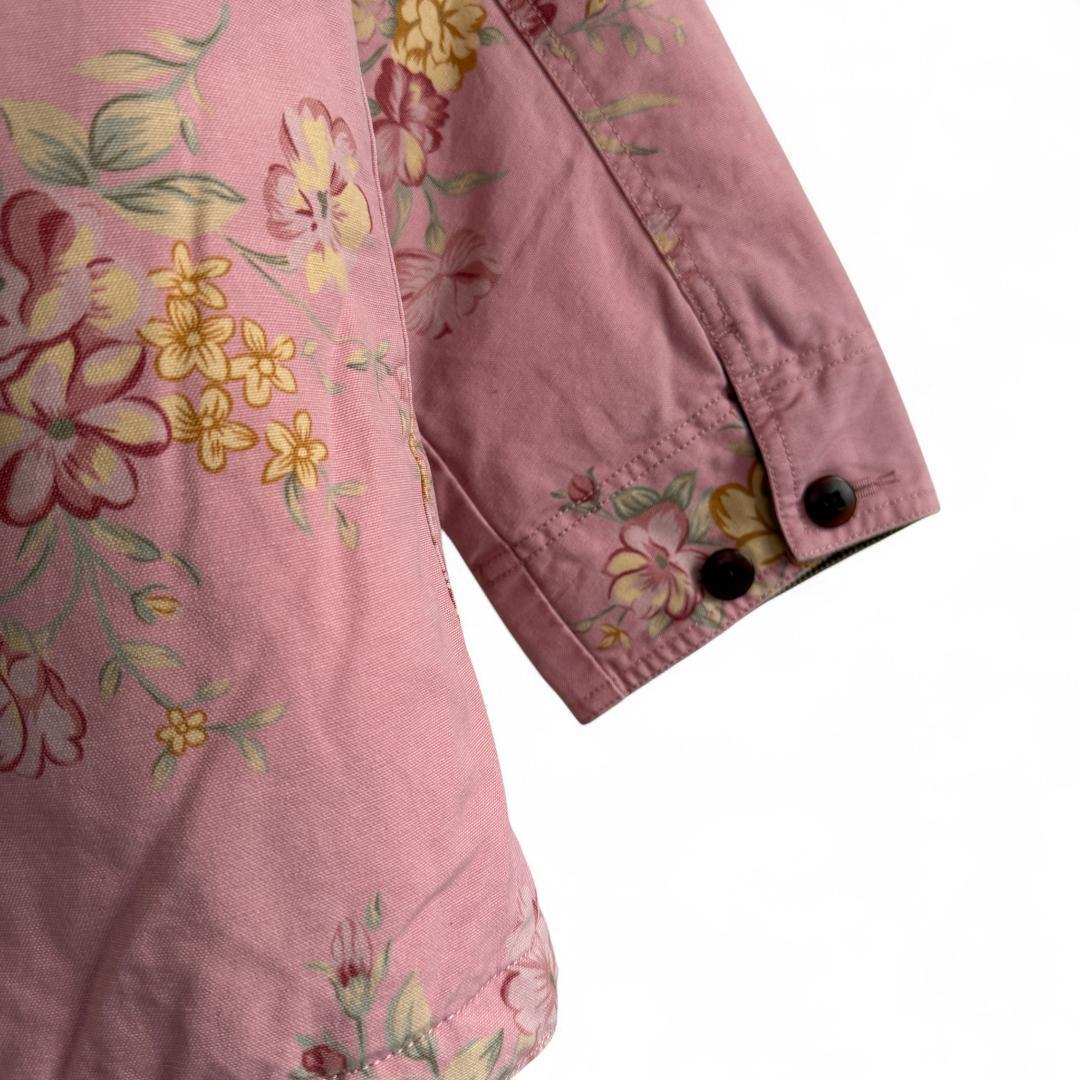80s ヴィンテージ L.L.Bean 花柄 ワークジャケット ピンク S Y7