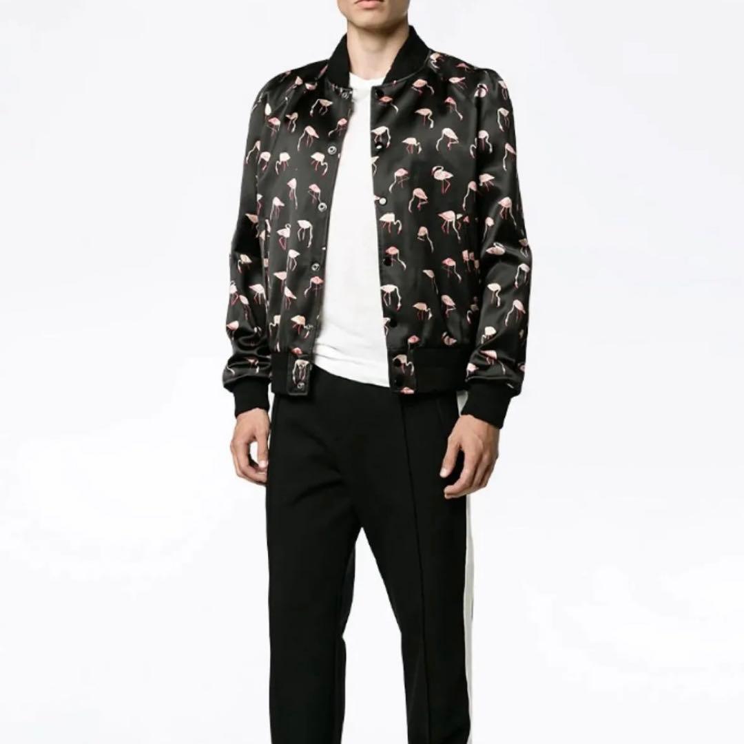 極美品】サンローラン ダメージ加工 ジャケット ブルゾン フラミンゴ