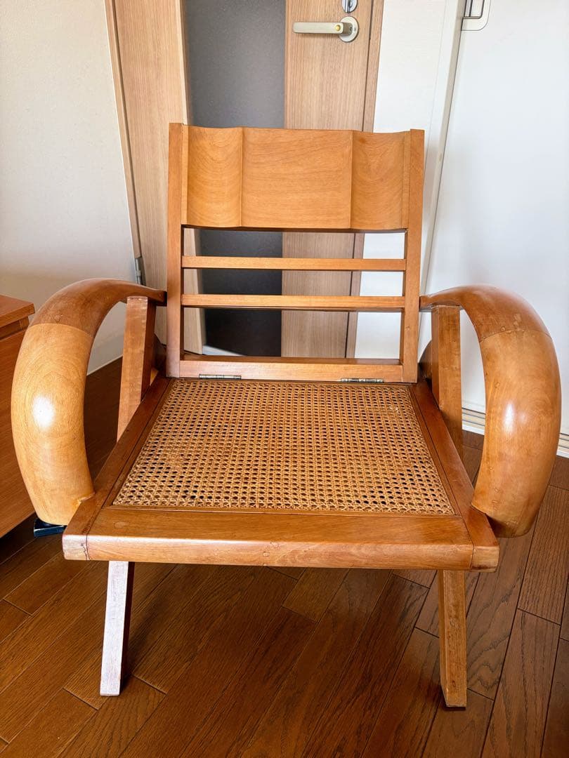 ラウンジチェア　ミッドセンチュリー　ラタン　椅子　USED 籐