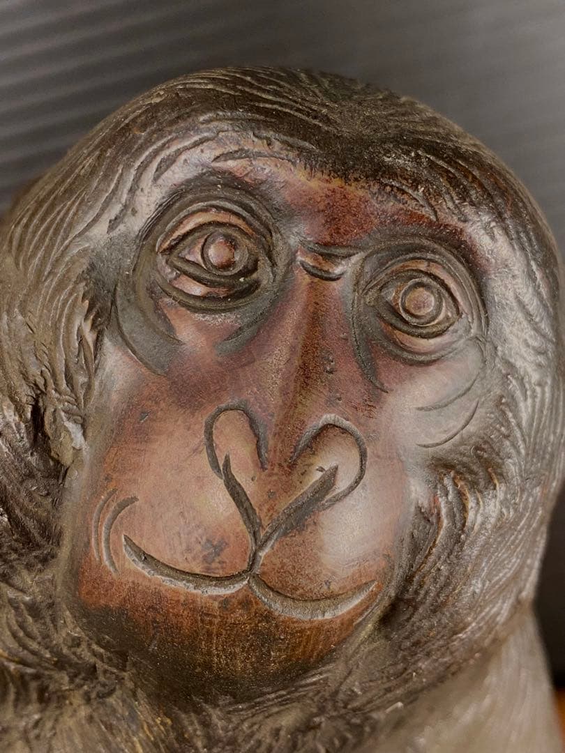 ブロンズ 猿 置物 銅製 時代 2.6kg 高さ 15cm