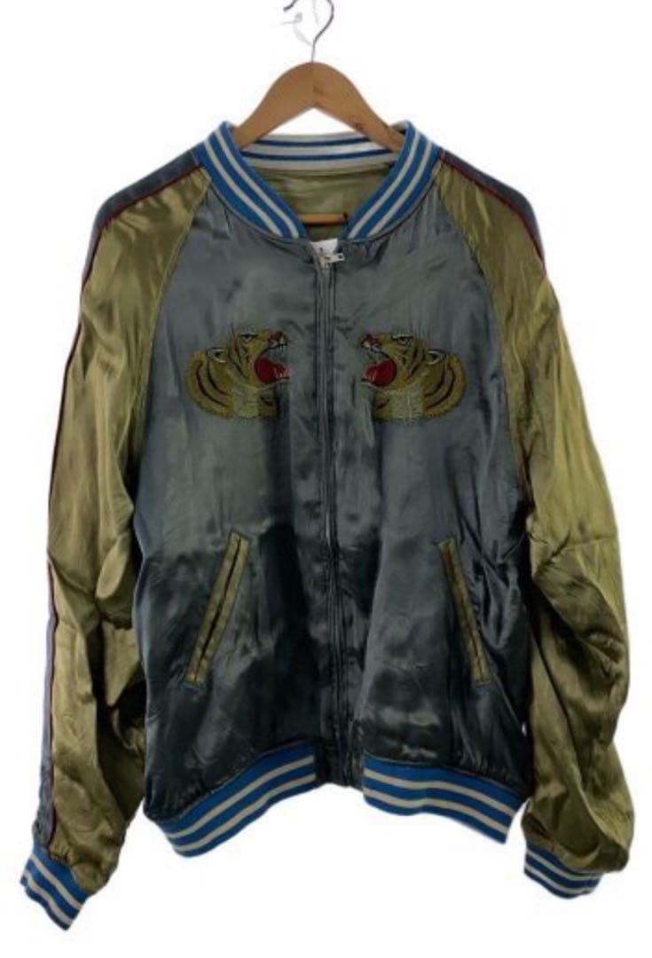 AVIREX スカジャン XL グレー・オリーブ 虎