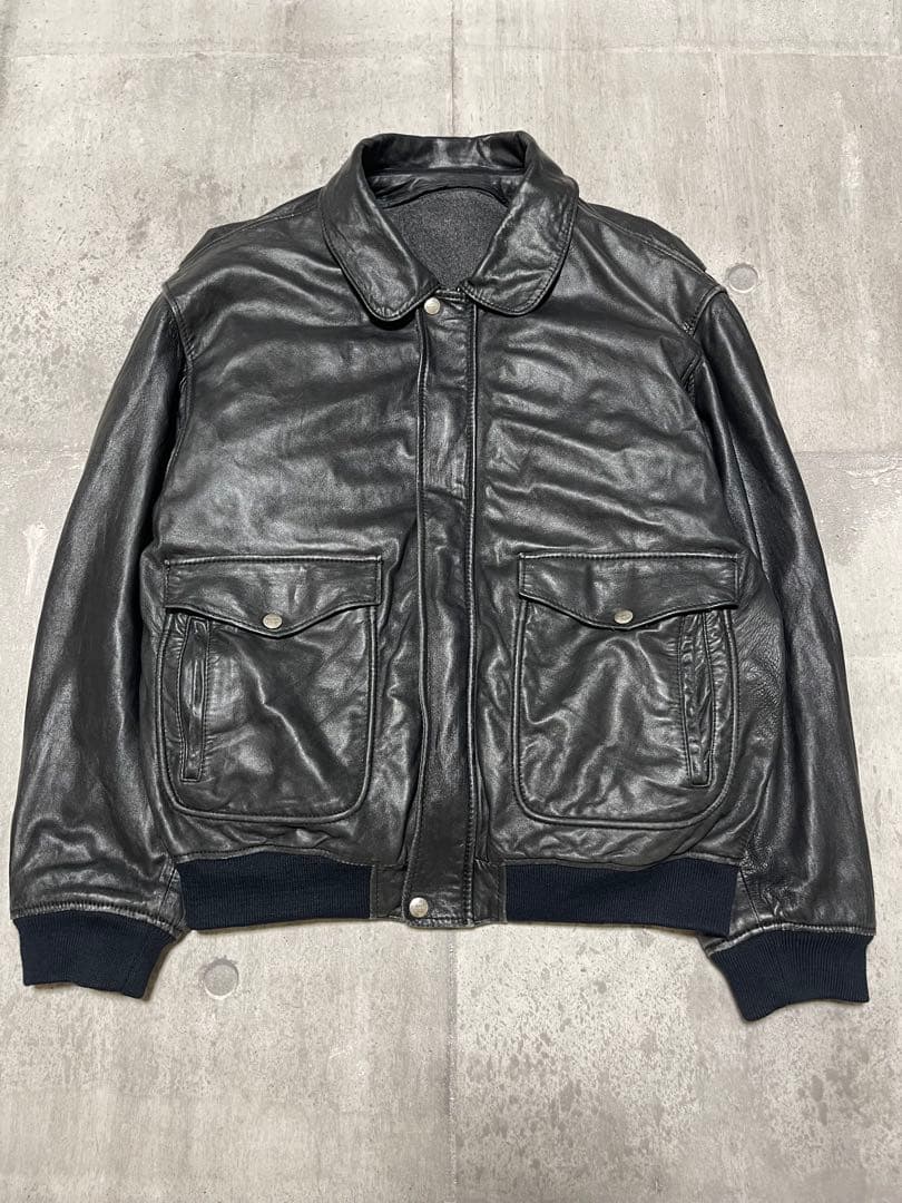 90s レザーボンバージャケット　g-1 a-2 ブラック