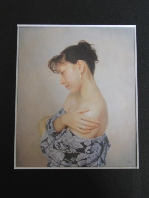 島村信之、【涼】、希少な額装用画集画、新品高級額 額装付、状態良好