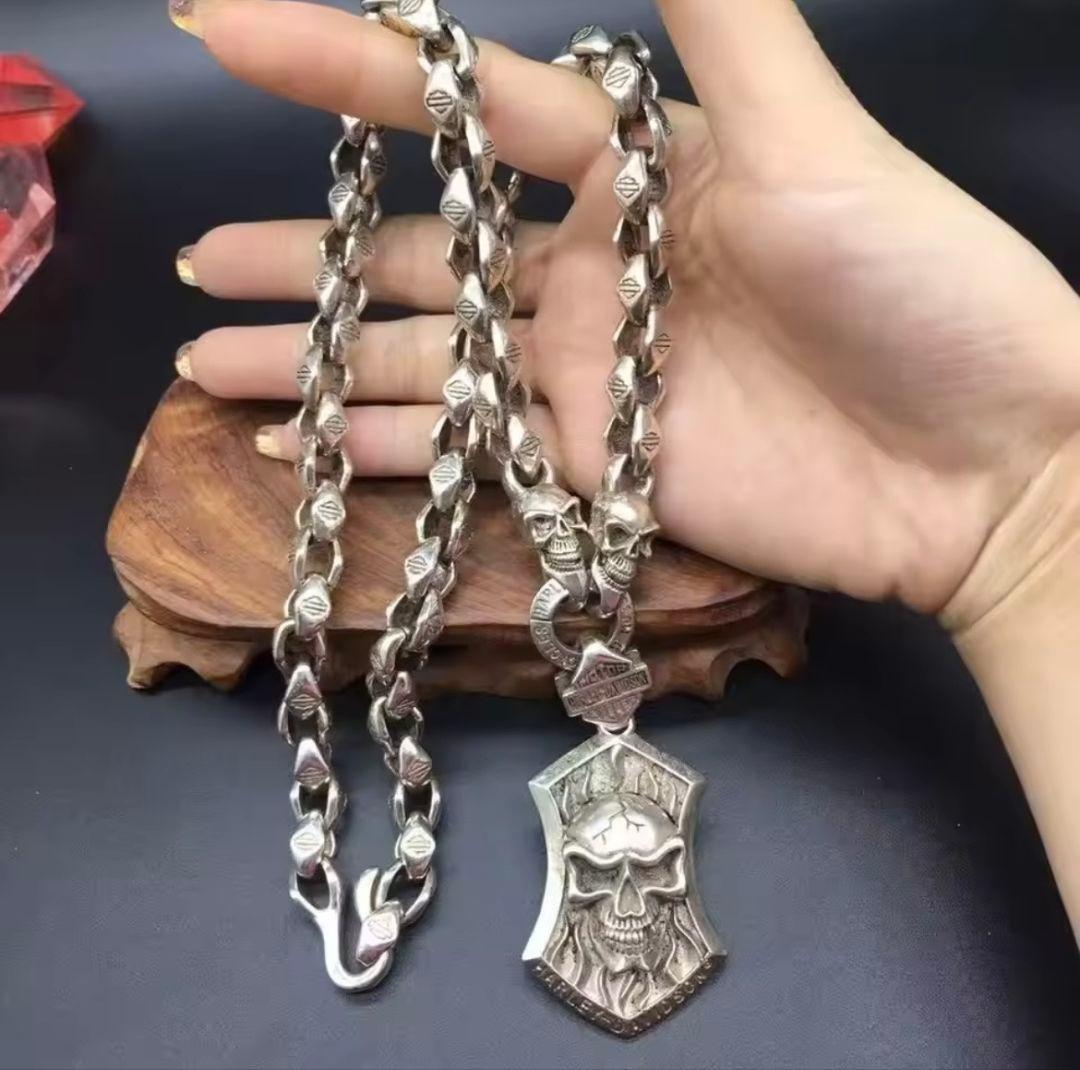 【早い者勝ち】VINTAGE メンズレトロ S925銀のネックレスシルバースカル MagischeVissen（マジェスフィッセン） スカル シルバー ネックレス