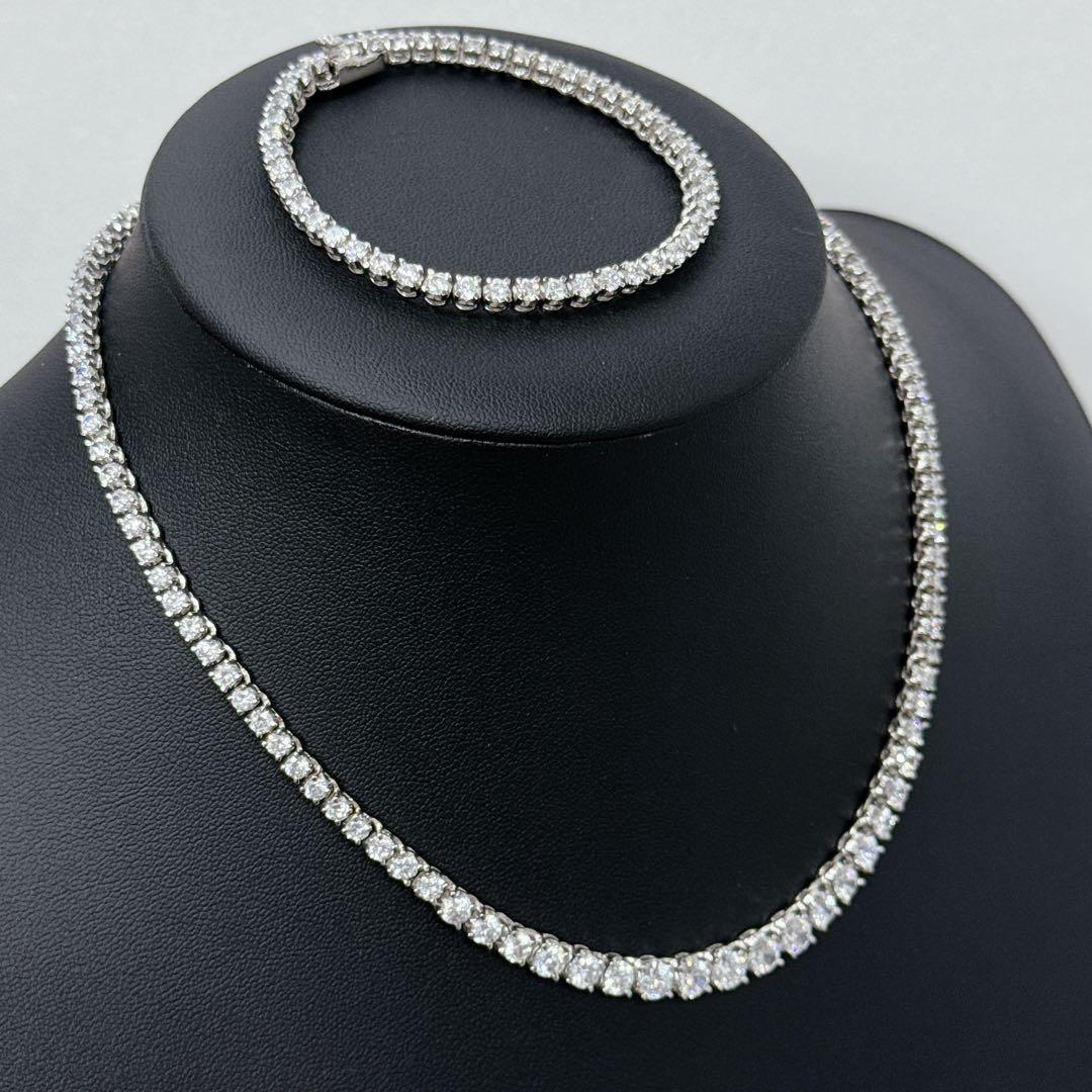 925刻印 テニスネックレス ブレスレット セット シルバー 38g グラデ
