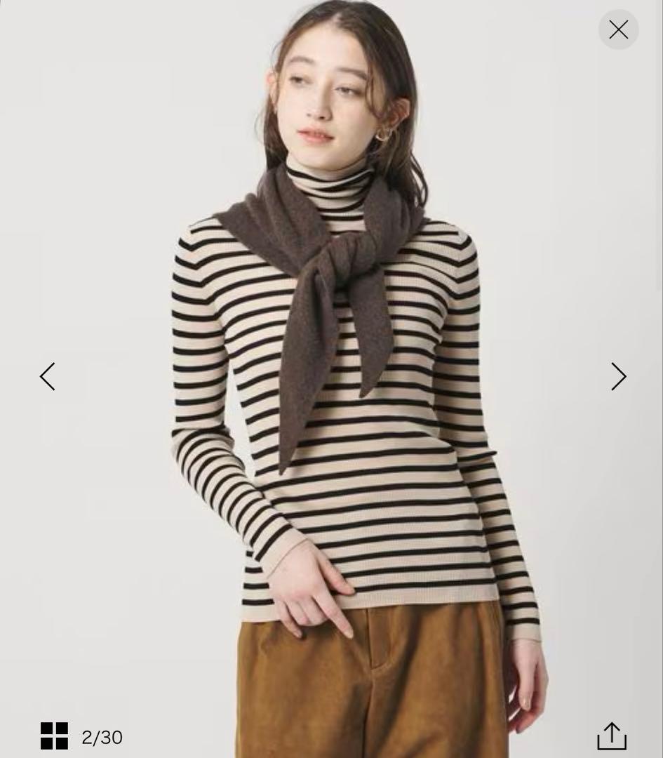 現行品　2025AW ユナイテッドアローズ　リブ ボーダー タートル ニット UNITED ARROWS（ユナイテッドアローズ） ニット セーター リブ