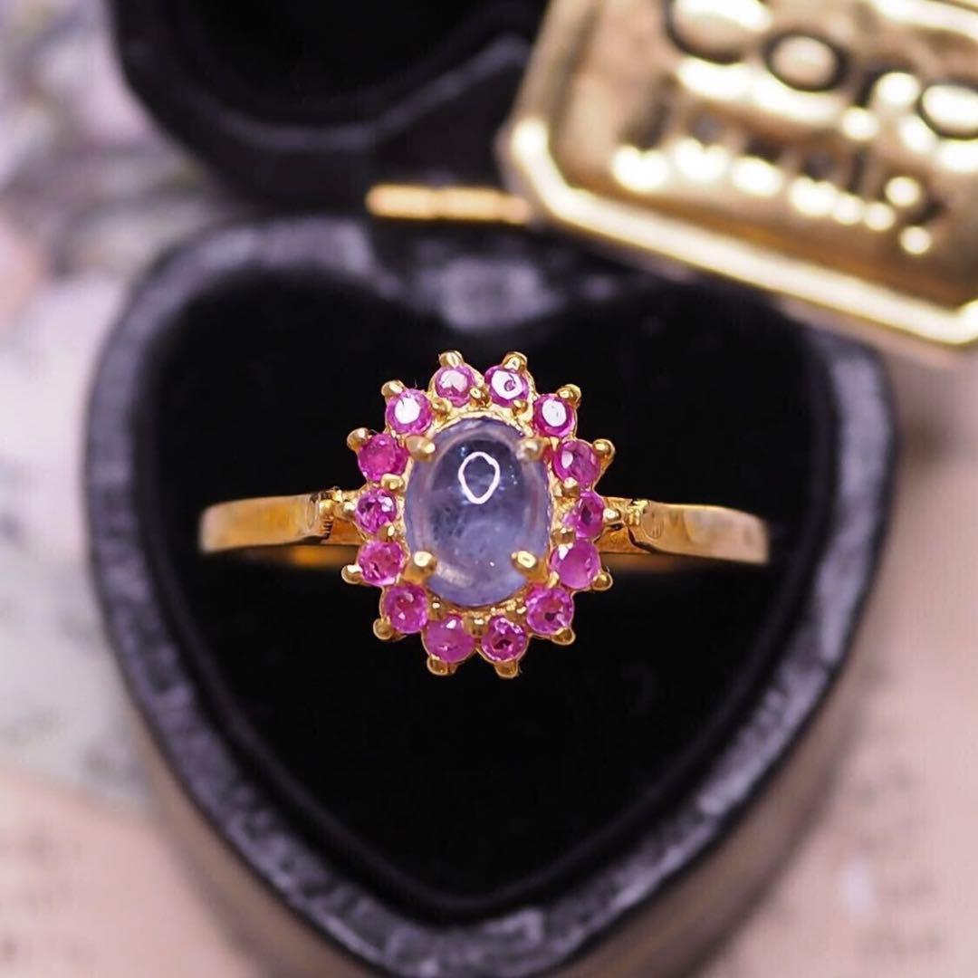 ＊K9gf 取り巻きルビー&タンザナイトリング ruby tanzanite