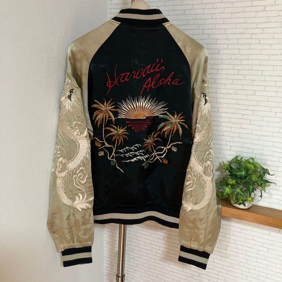 スカジャン　リバーシブル　レーヨン　ハワイ　髑髏　スカル　和柄　龍　竜