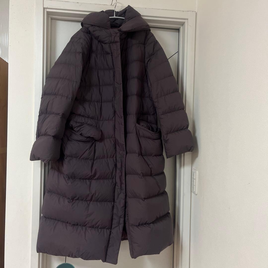 ➕Ｊ　UNIQLOダークブラウンフード付きロングダウンジャケット xxL