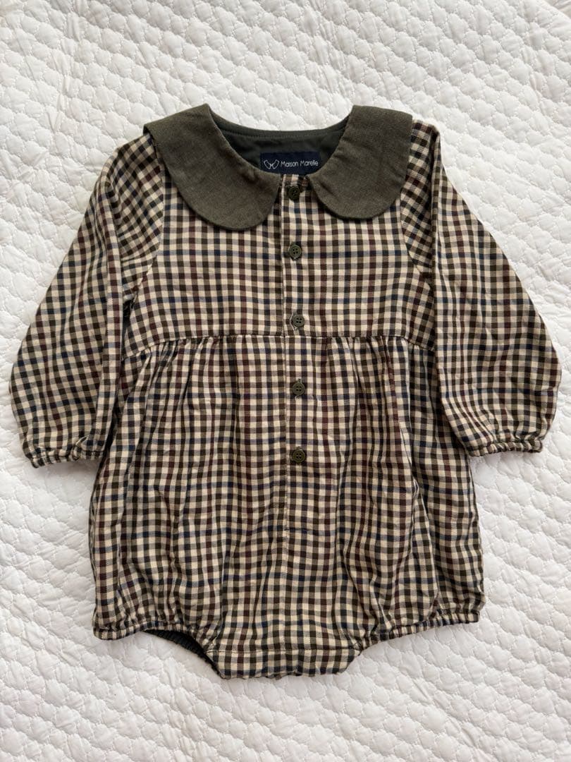 ロンパース・カバーオール Maison Marelle romper BAC gingham 18m
