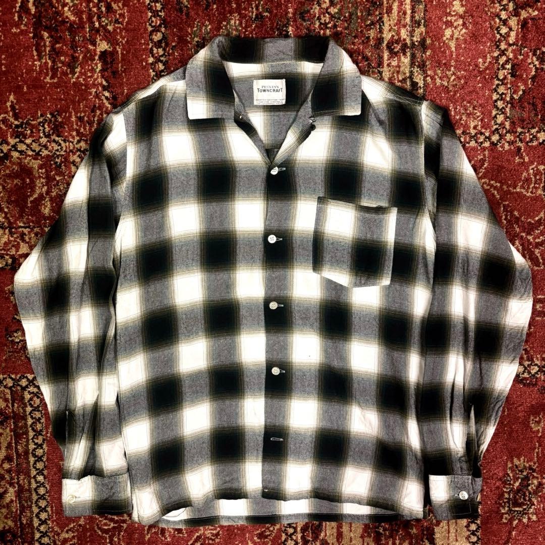 60s TOWN CRAFT オンブレチェック オープンカラーシャツ - メルカリ