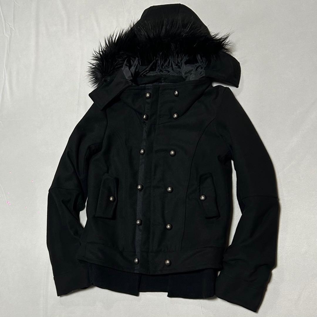 00s ナポレオンジャケット ファー フーディ お兄系 モードロック y2k