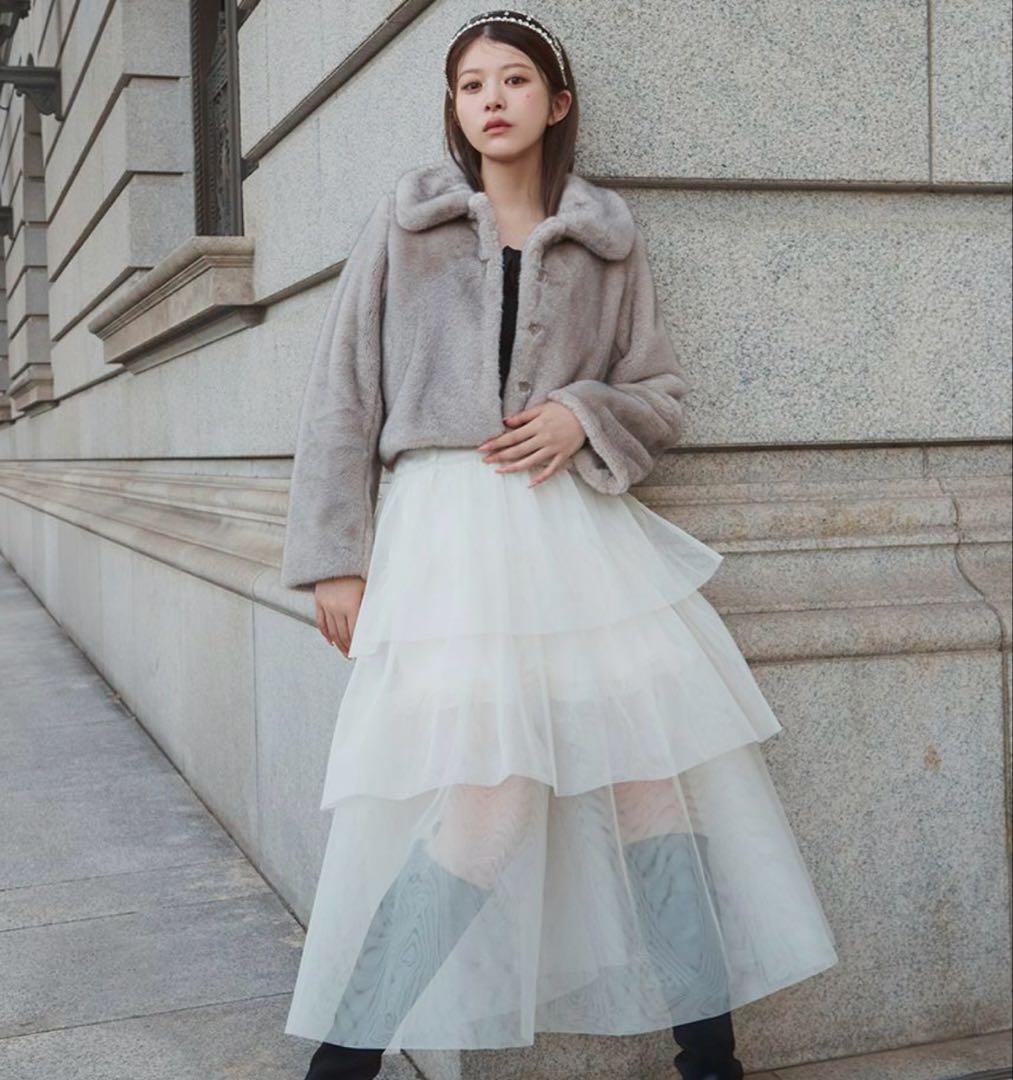 snidel チュールパニエスカート　0