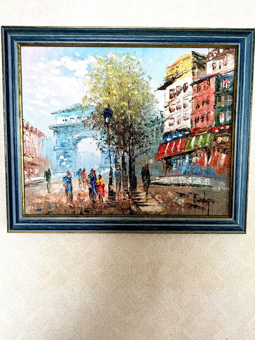 マーさん様専用】美品 絵画 パリの街角(シャンゼリゼ通り)額付油彩画