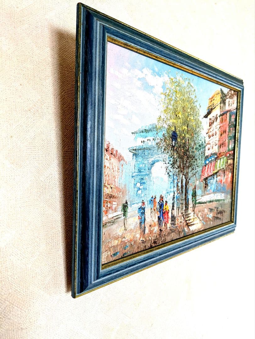 マーさん様専用】美品 絵画 パリの街角(シャンゼリゼ通り)額付油彩画