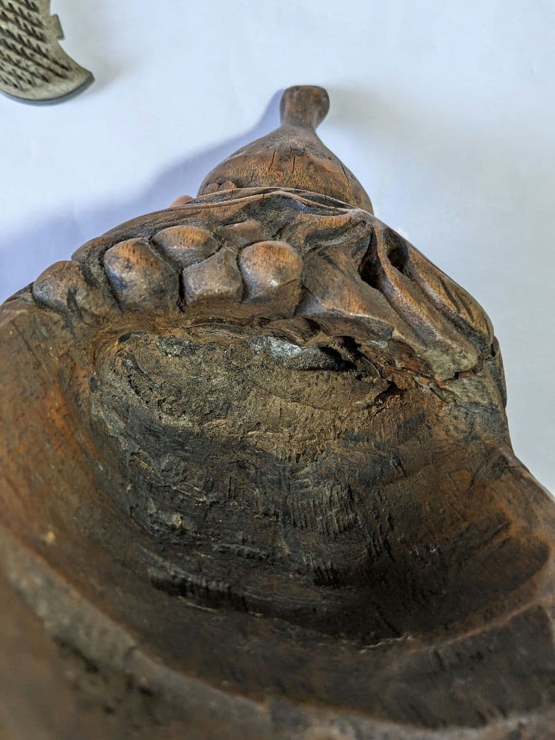 ♢中国古玩 花生 花器 竹根 竹製 清時代 茶葉用道具 古美術品 置物飾り