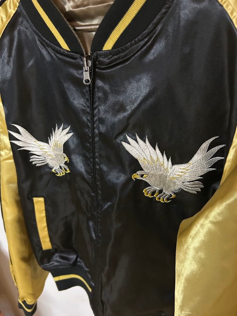 スカジャン NAGATASHO スカジャン リバーシブル 黒×金 刺繍 - メルカリ