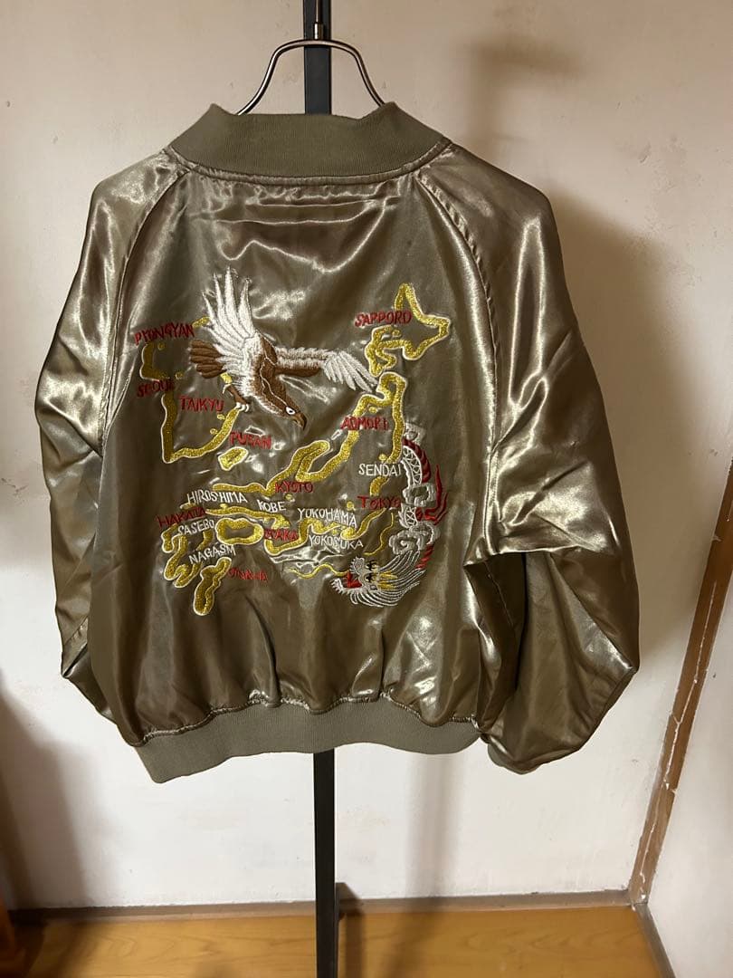 スカジャン NAGATASHO スカジャン リバーシブル 黒×金 刺繍 - メルカリ