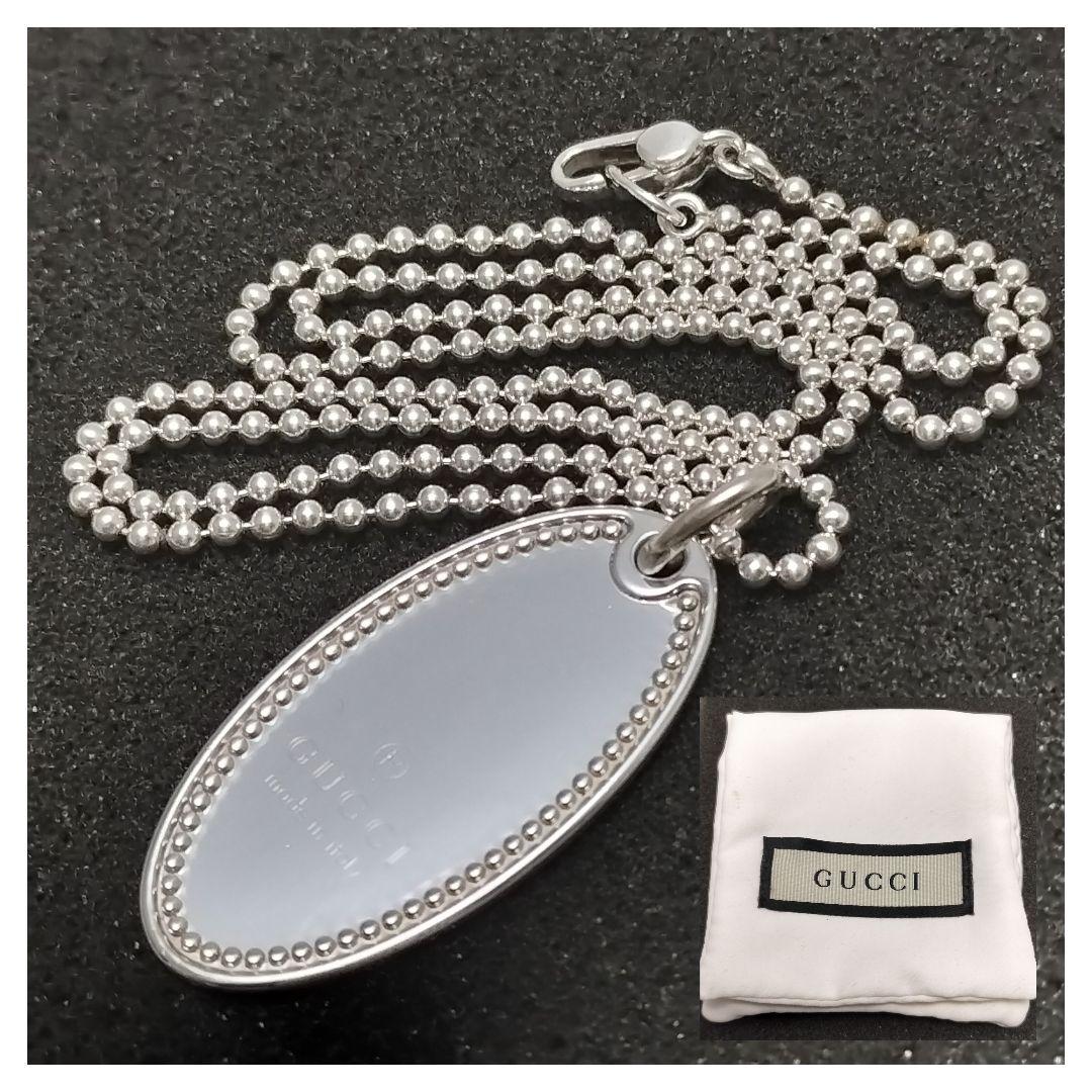 GUCCI オーバル プレート ネックレス 925 ボールチェーン GUCCI（グッチ） ネックレス インターロッキングG ボールチェーン