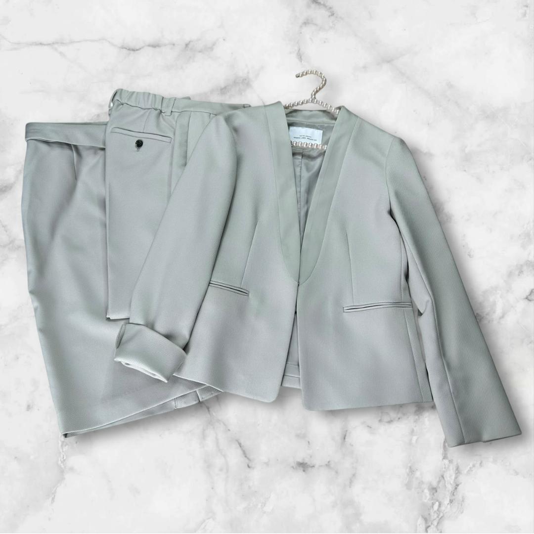 グリーンレーベルリラクシング　スーツ　3点セット　ノーカラー　大きいサイズ ノーカラージャケット + タックパンツ セット / キッズ 110cm-130cm