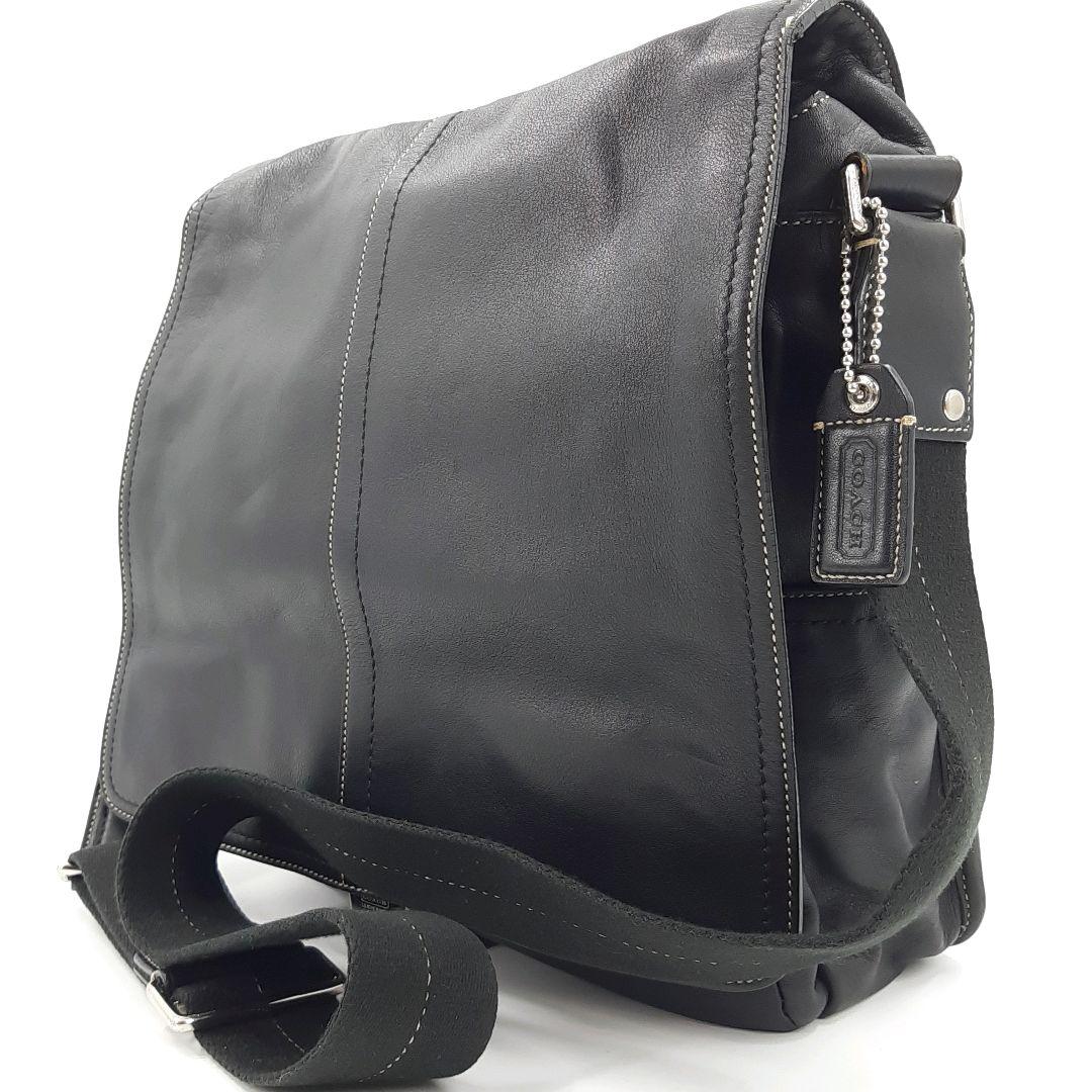 【極美品】コーチ　メッセンジャーバッグ　オールレザー　ブラック　F70105