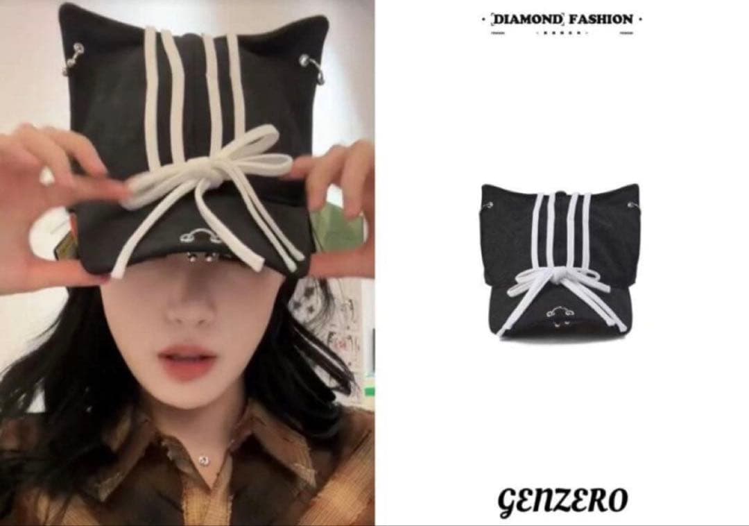 GENZERO 猫耳　キャップ　ブラック