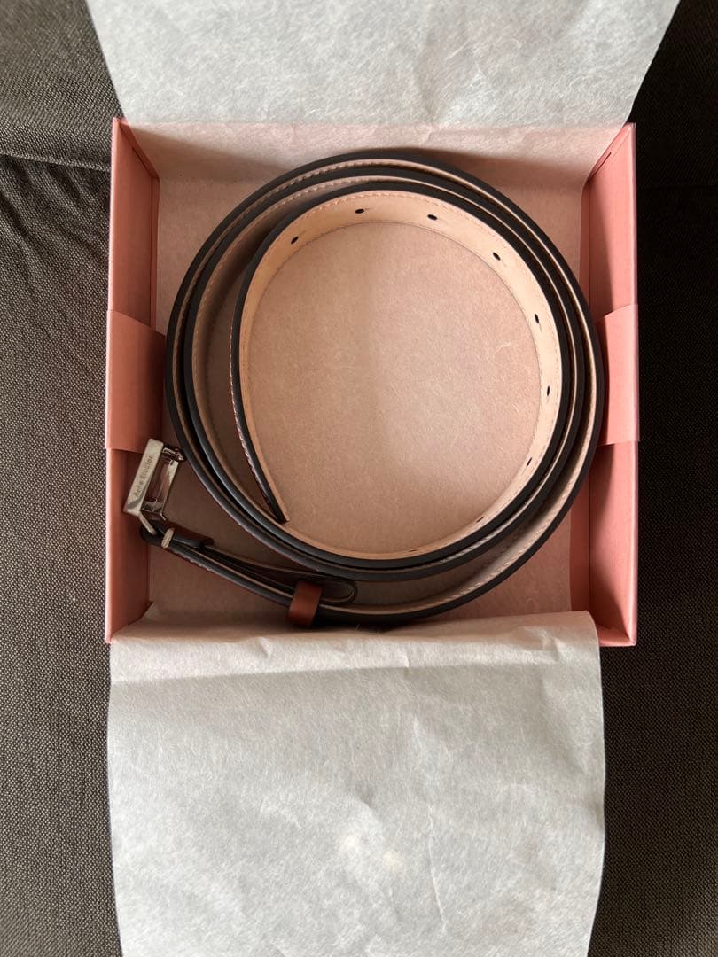 新品 Acne Studios レザーバックルベルト ブラウン L 2.5cm - メルカリ