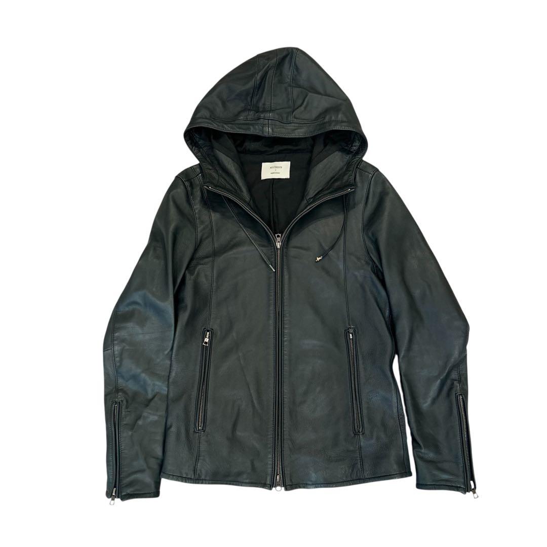本革　STUDIOUS ラムレザー フーデッドライダース 黒 1（S）日本製　黒 STUDIOUS（ライダースジャケット）のフリマアイテム一覧