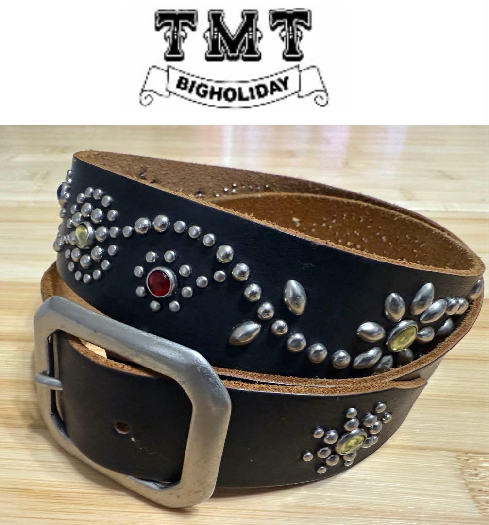 美品⭐️TMT⭐️フラワーシルバースタッズ⭐️マルチカラーストーン⭐️ブラックレザー⭐️M