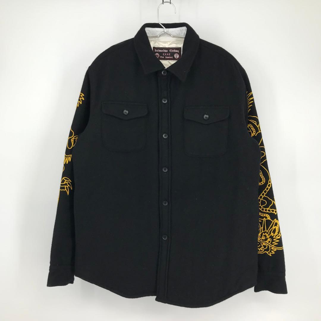 ソフトマシーン　シャツジャケット　L　ブラック　ウール