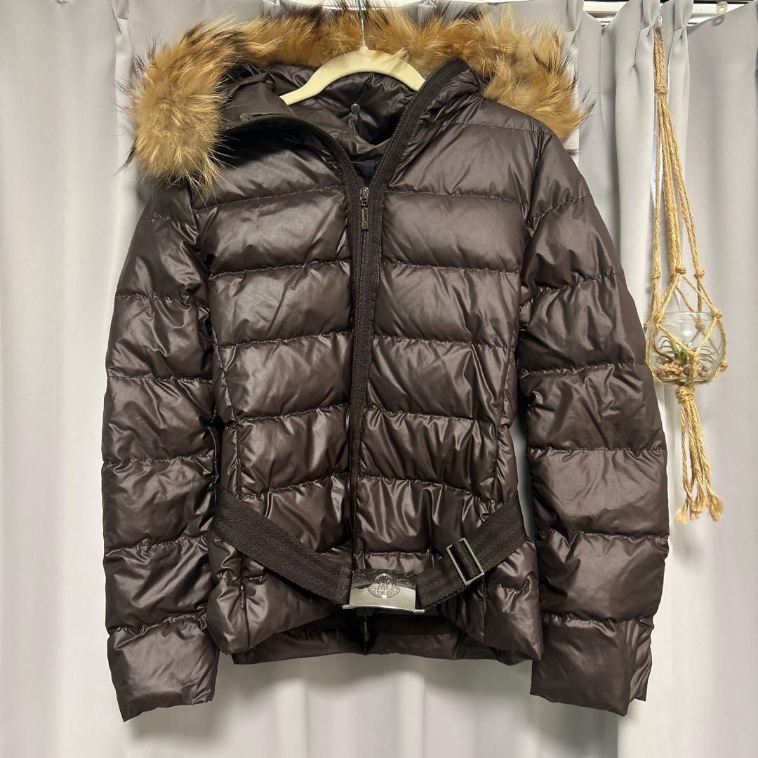 MONCLER ブラウン ダウンジャケット ファー付き