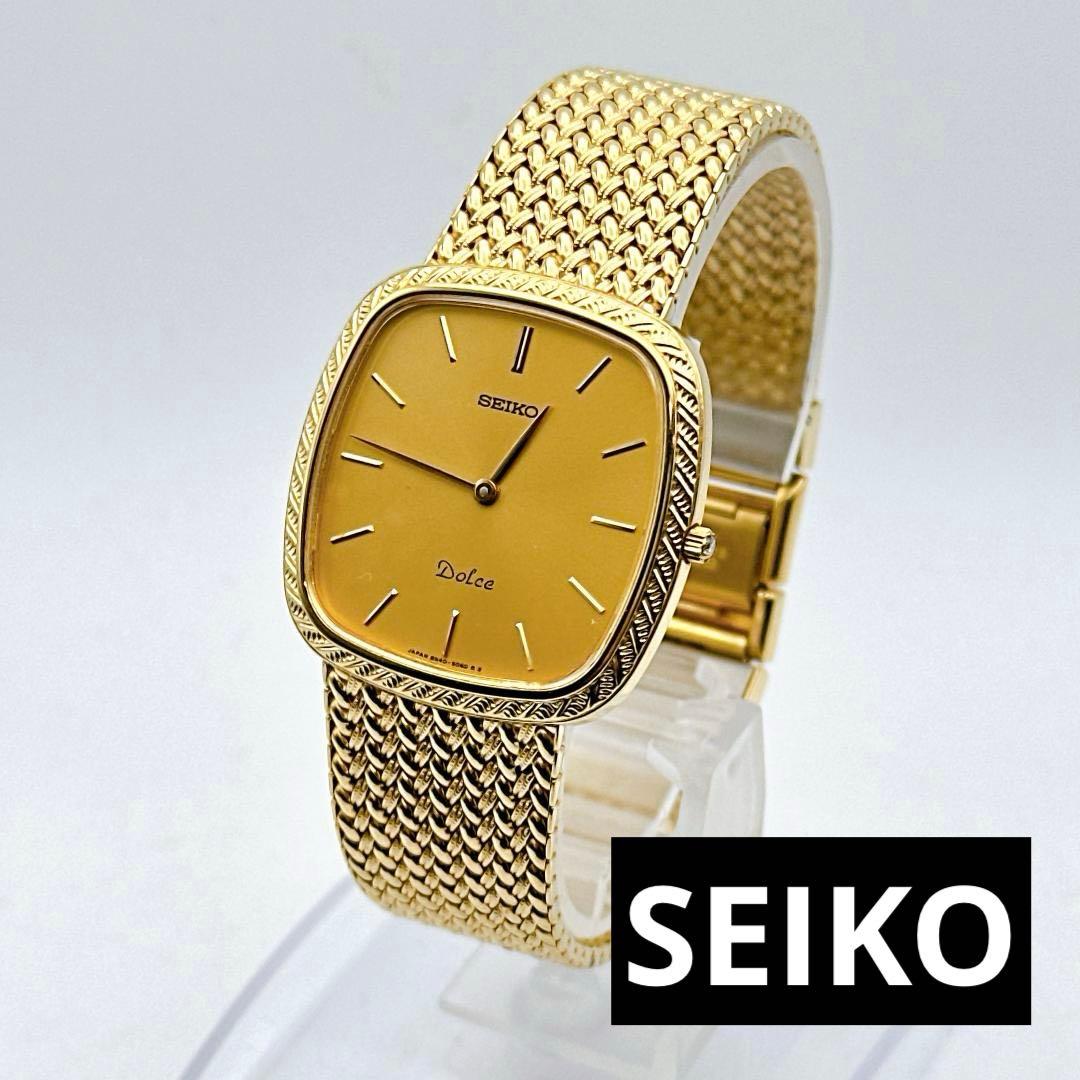 美品 稼働 SEIKO セイコードルチェ メンズ腕時計 スクエア ゴールド