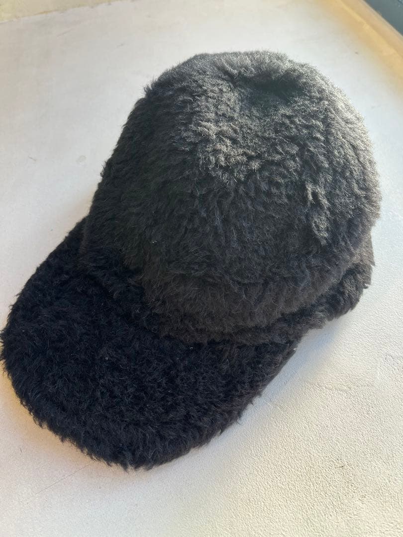 【極美品】MaxMara 冬物ファーキャップ 黒 58cm 定価72000円