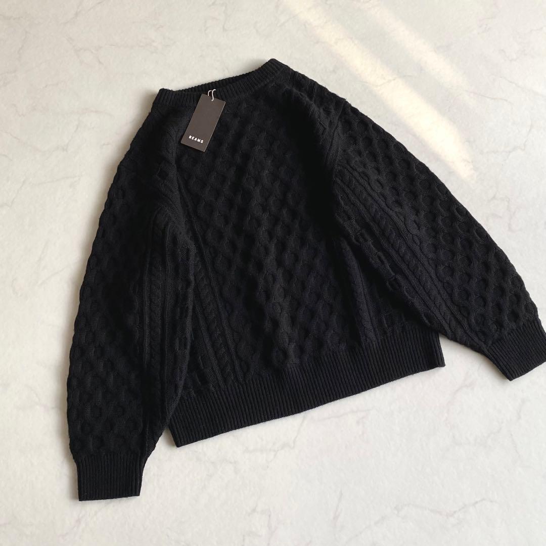 Demi-Luxe BEAMS カシミヤ混 アラン プルオーバーニット ブラック Demi-Luxe BEAMS（デミルクス ビームス）の「Demi-Luxe BEAMS