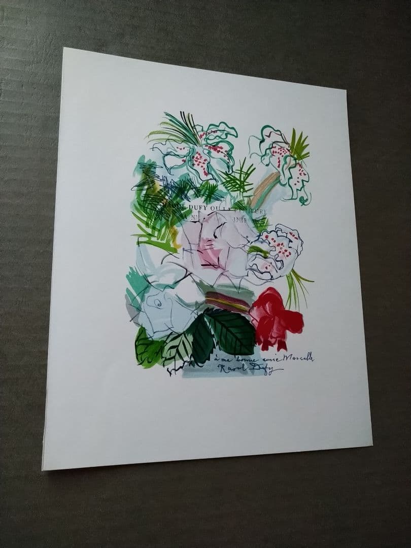 ＡaBzラウル・デュフィのリトグラフ 「Flower」本物保証 PANDASTICK]ボタニカル 名画 花 植物 ラウル・デュフィ 7[大型