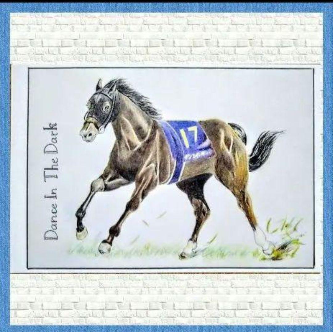 色鉛筆画】 ダンスインザダーク イラスト ポストカード 競走馬 - メルカリ