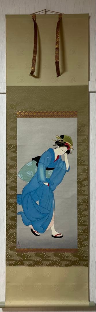 名画複製　上村松園［風］紙本　限定300部／第46番 共箱！ 名画複製画掛け軸 春芳 上村松園 – 寿鳳人形の東芸