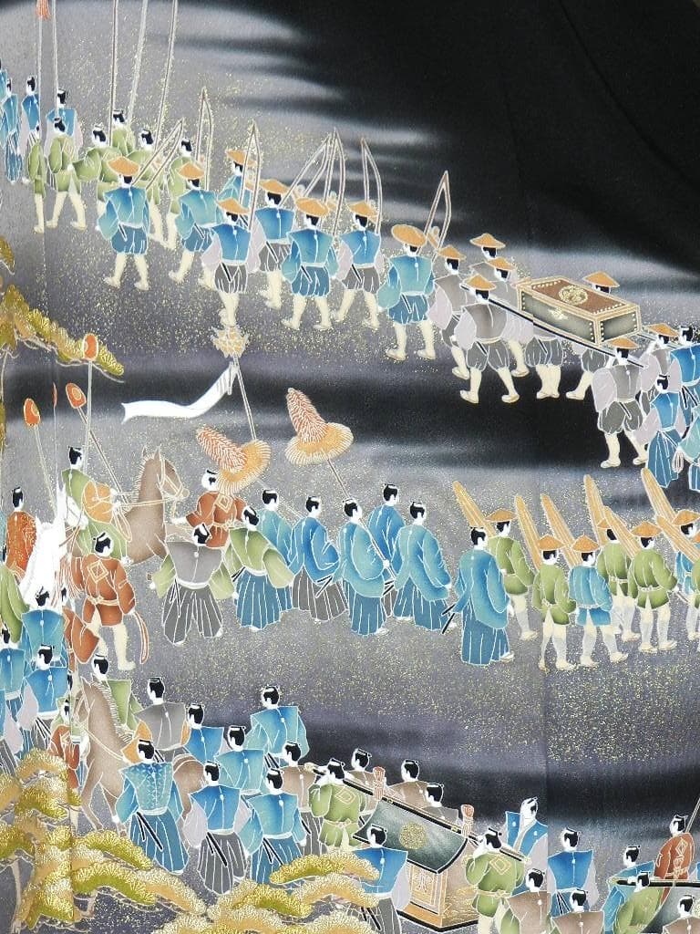 留袖 ワンピース ドレス フレアー袖 手書き友禅染 正絹 498 夢ちりめん