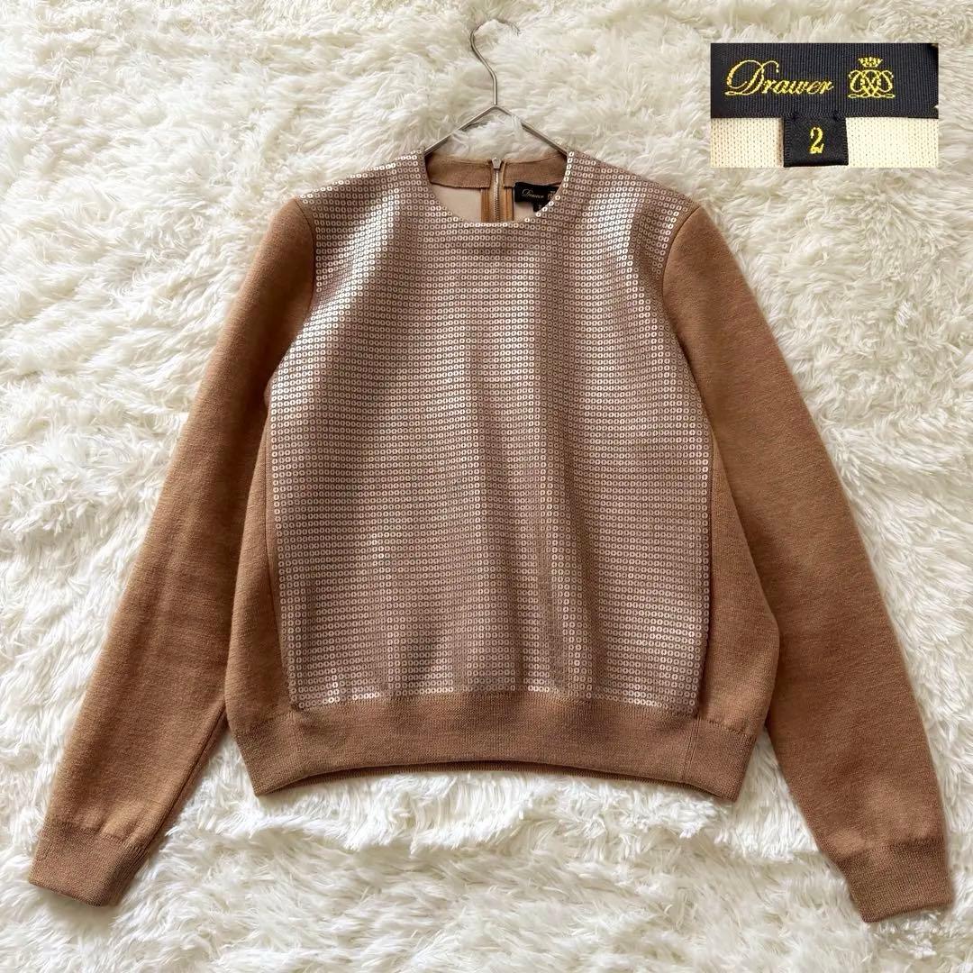 Drawer✨ドゥロワー　スパンコール ウールニット プルオーバー　バックジップ
