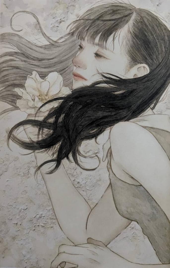 山本晴日、「潮風にちぎられて」、希少画集・額装画、日本製・新品額縁 絵画（色紙額） 夫婦滝昇り鯉 （松橋玉昇） 【肉筆】【日本画】【鯉