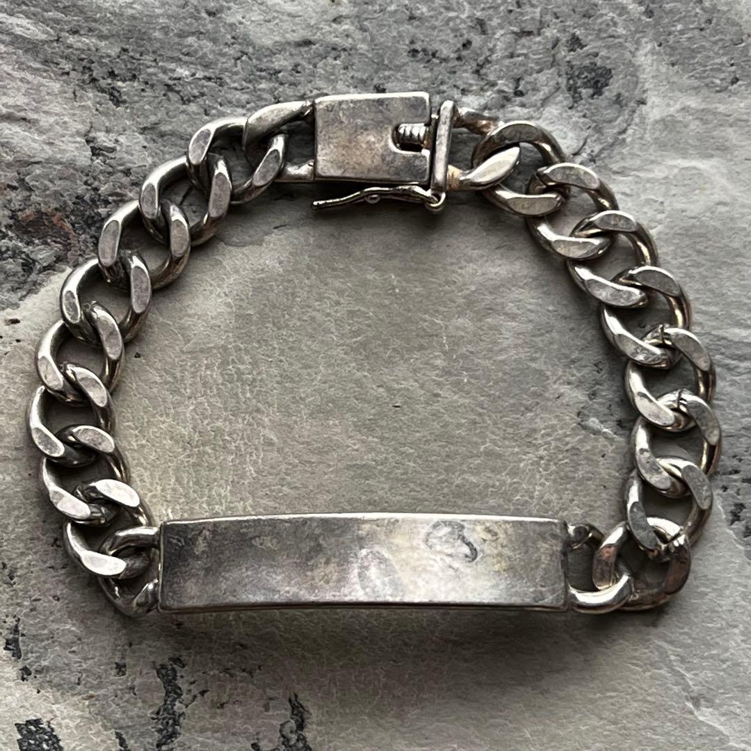 VINTAGE ヴィンテージ IDプレート MEXICO ブレスレット メキシコ vintage Mexican silver ID plate bracelet | NOIR ONLINE