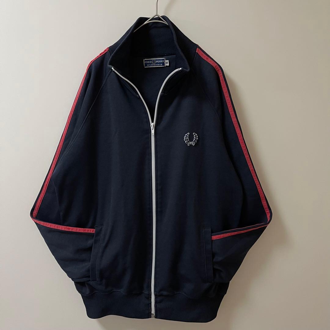 80s M】フレッドペリー刺繍トラックジャケットFred古着ジャージ 紺