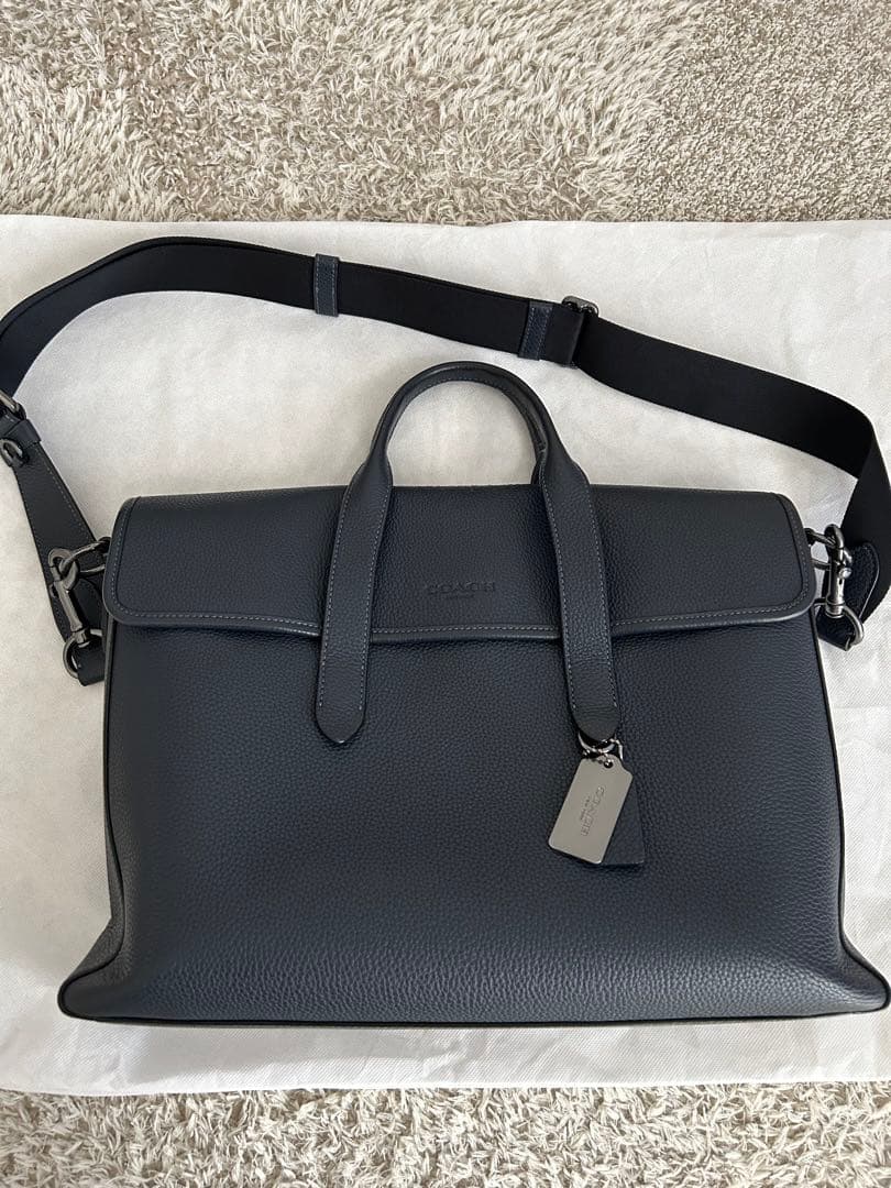 COACH◆サリバン・ポートフォリオ・ブリーフ/レザー/NVY