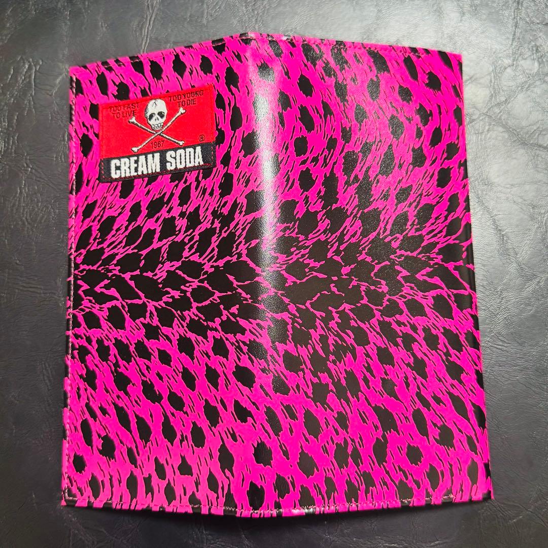 クリームソーダ角ドクロ長財布ヒョウ柄ネオンピンクPINKピンクドラゴン