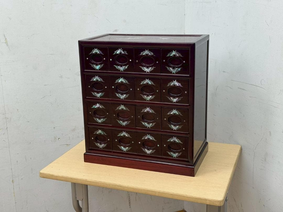 T1522☆超美品☆螺鈿細工　小引き出し　小物入れ　整理箪笥　薬箪笥