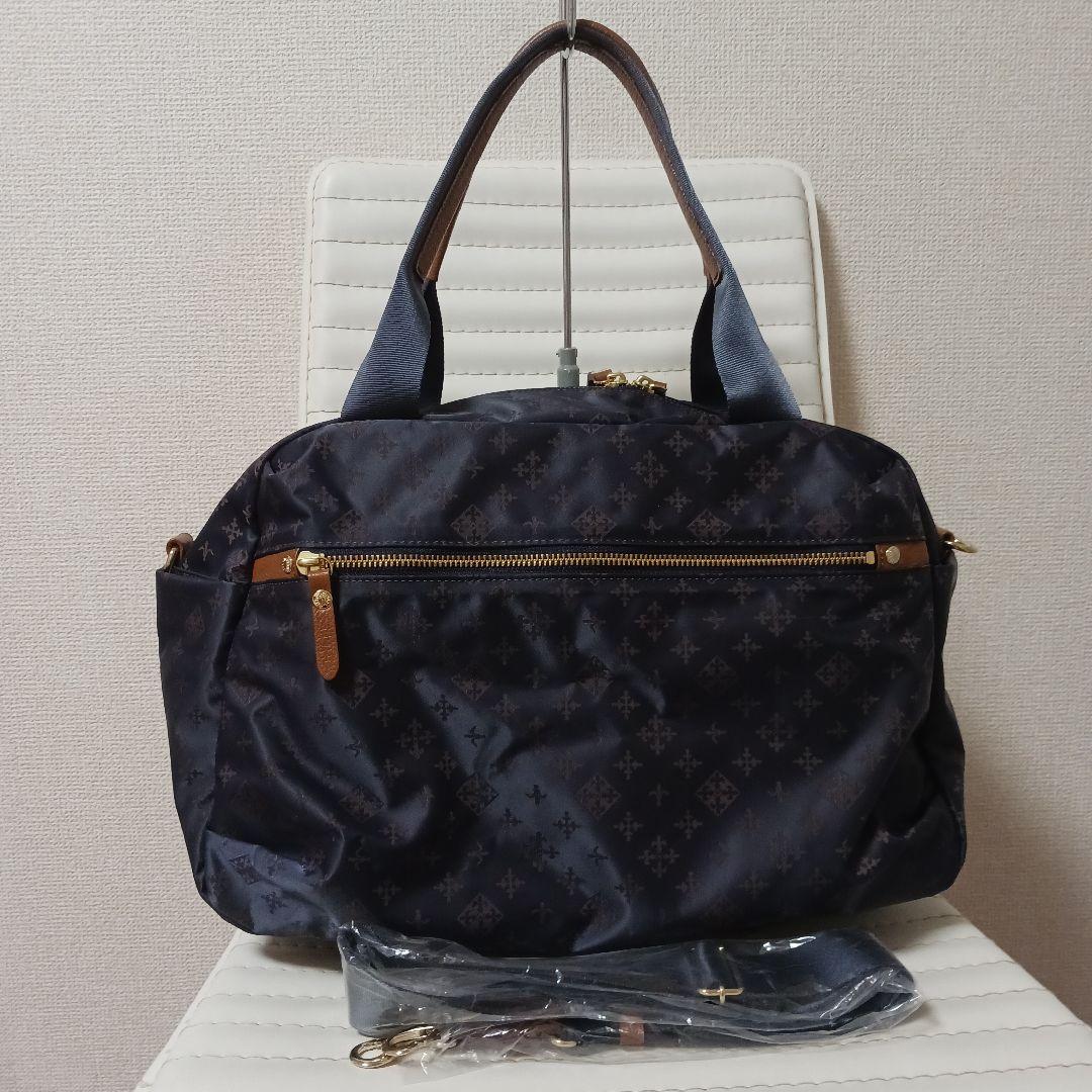 2417　ラシット　2wayボストンバッグ　グレーネイビー　ほぼ未使用