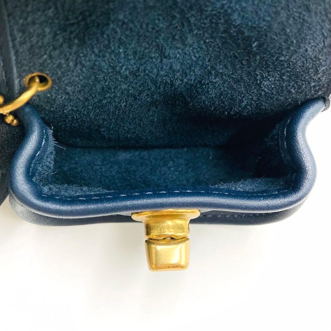 極美品✨️オールドコーチコインケースレザーネイビーターンロック小銭入れ