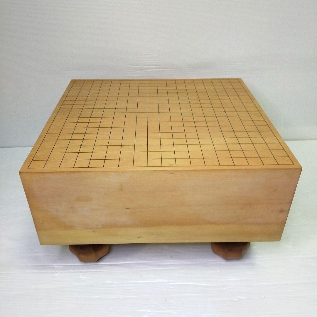 【迫力の6寸】足付き碁盤 新カヤ（推定） 18cm ヘソ付 木製カバー付 囲碁